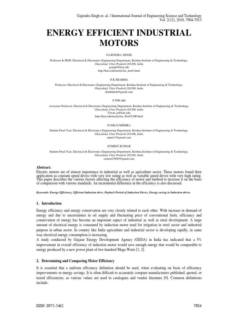 Energy Eficient Industrial Motors PDF | PDF | Efficient Energy Use ...