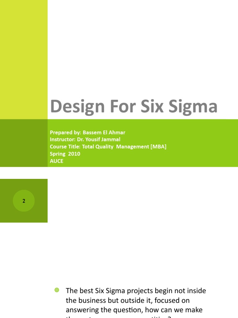 Design for Six Sigma Overview | PDF | Design For Six Sigma | Six Sigma