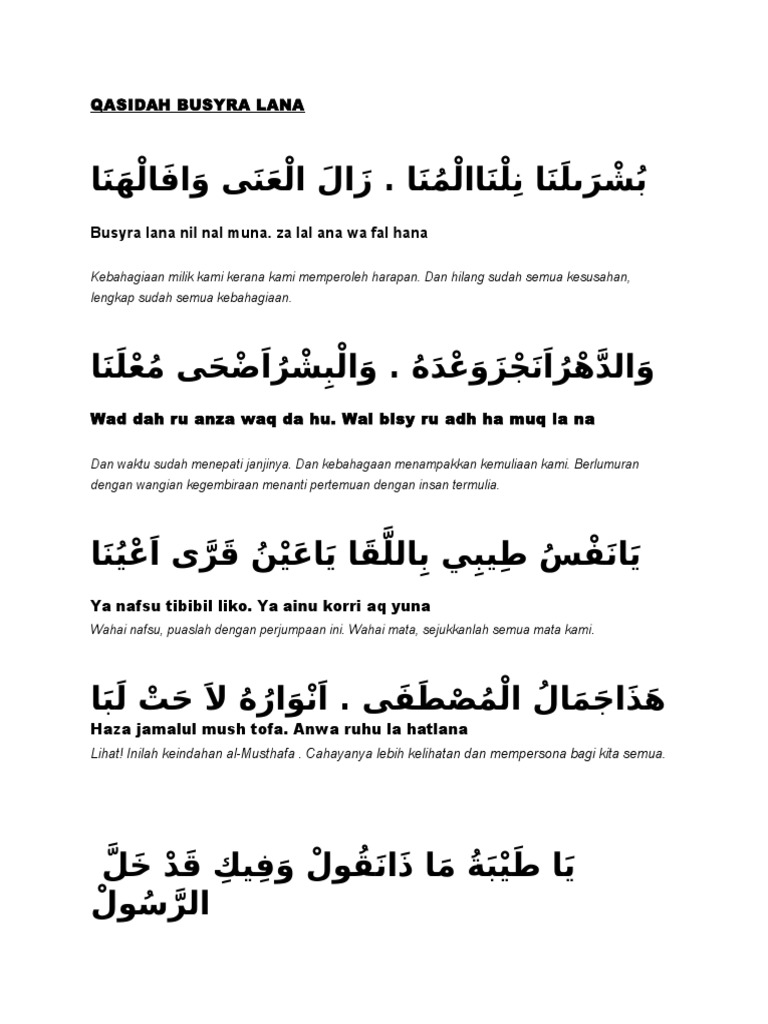 6 Qasidah Busyra Lana Pdf