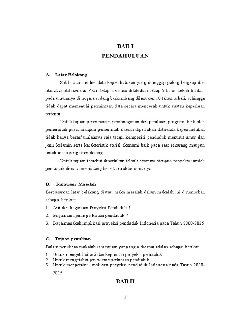 makalah proyeksi penduduk