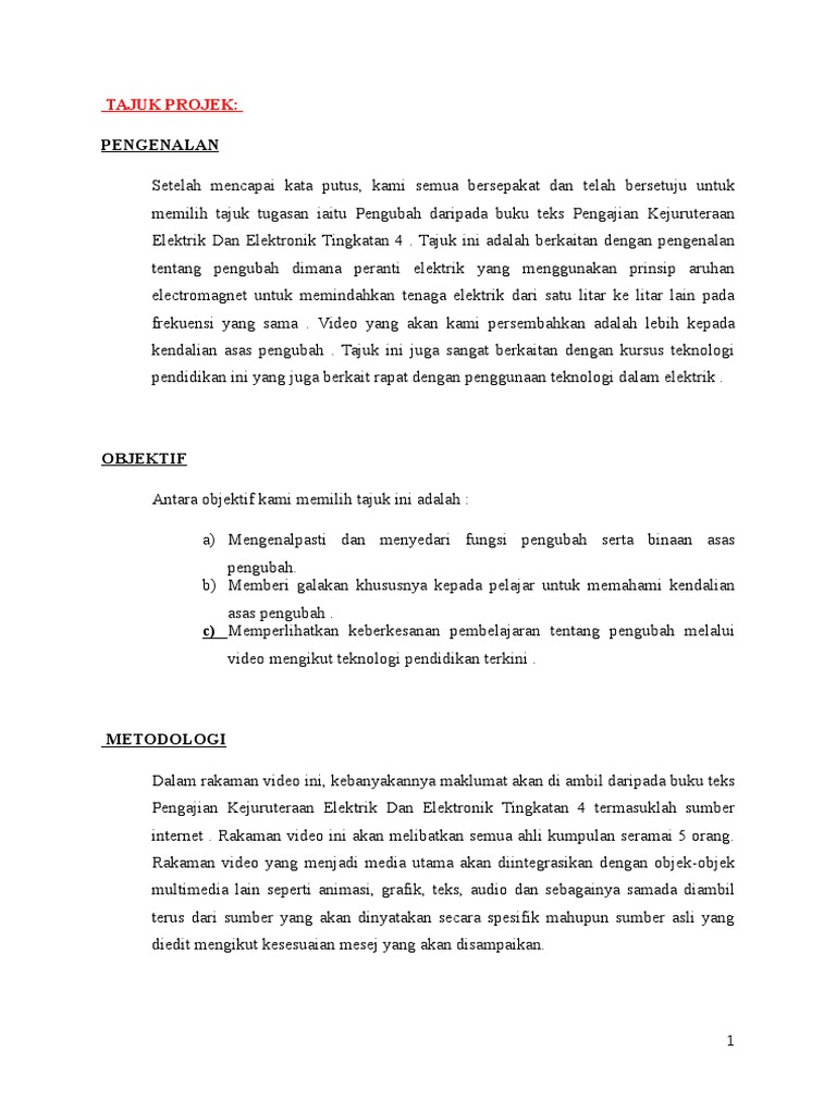 Contoh Laporan Perancangan Awal Projek Video Production