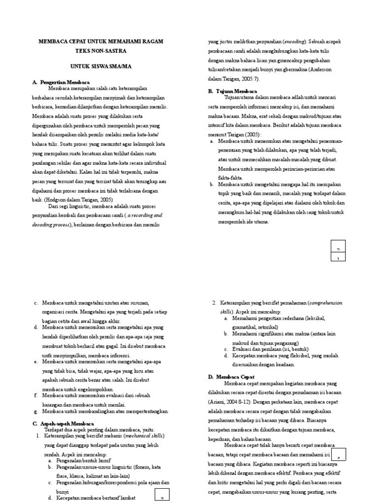 Membaca Cepat Untuk Memahami Ragam Teks Non Sastra