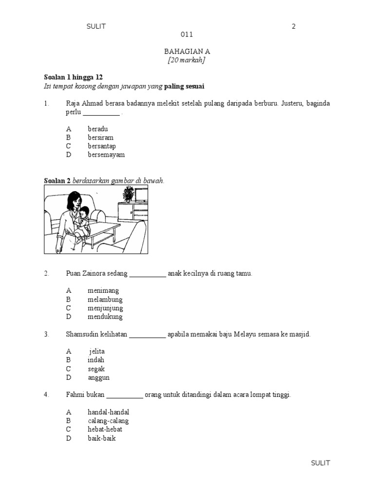 Soalan Ramalan Upsr 2016 Johor Bm K1 Skema Jawapan Pdf