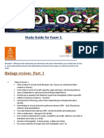 Study Guide For Exam 1:: Biology Review: Part 1