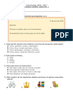 Examen B2 ESPAÑOL 1 de Primaria