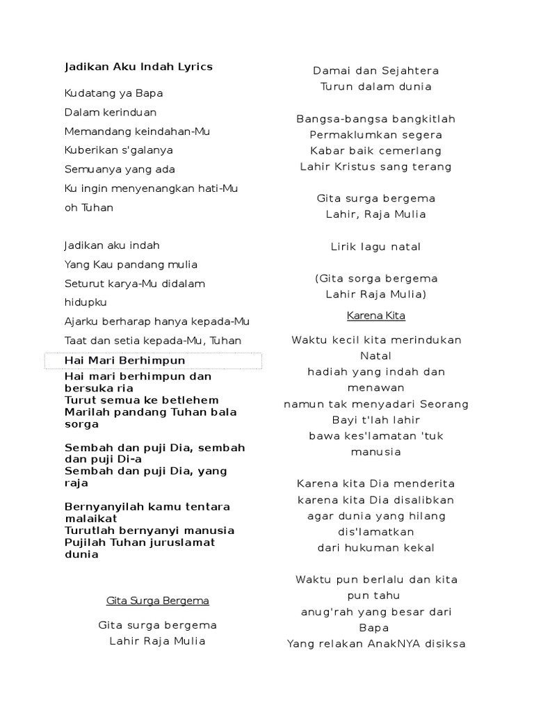 Jadikan Aku Indah Lyrics