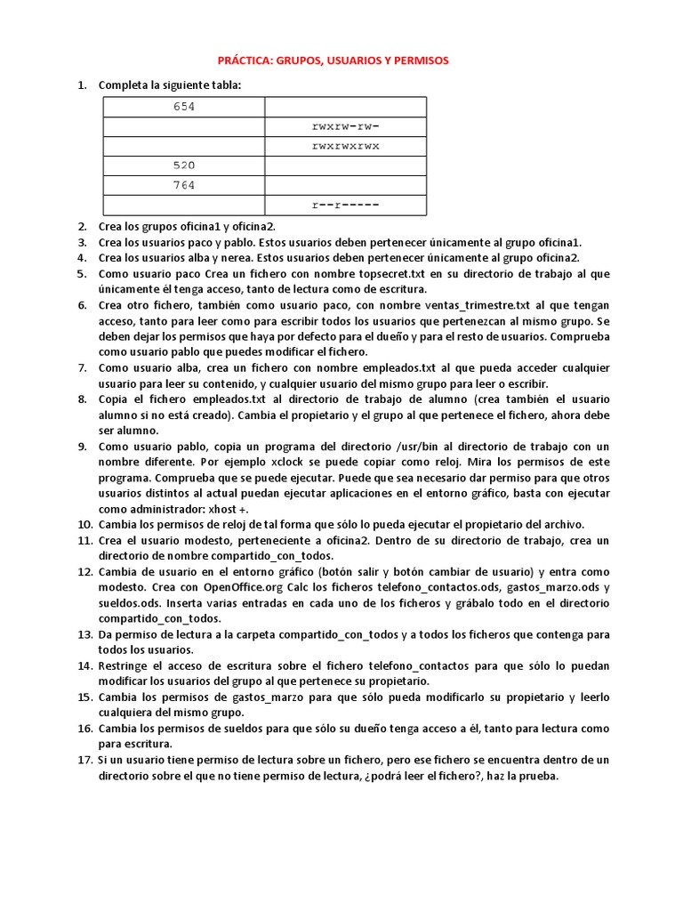 Gestión de Grupos y Permisos en Linux | PDF | Archivo de computadora ...