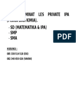 Yang Berminat Les Private Ipa (Fisika Dan Kimia) .: - SD (Matematika & Ipa) - SMP - Sma