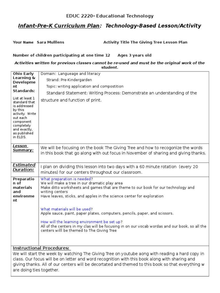 My Technology Lesson Plan | PDF | Lesson Plan | Education Theory