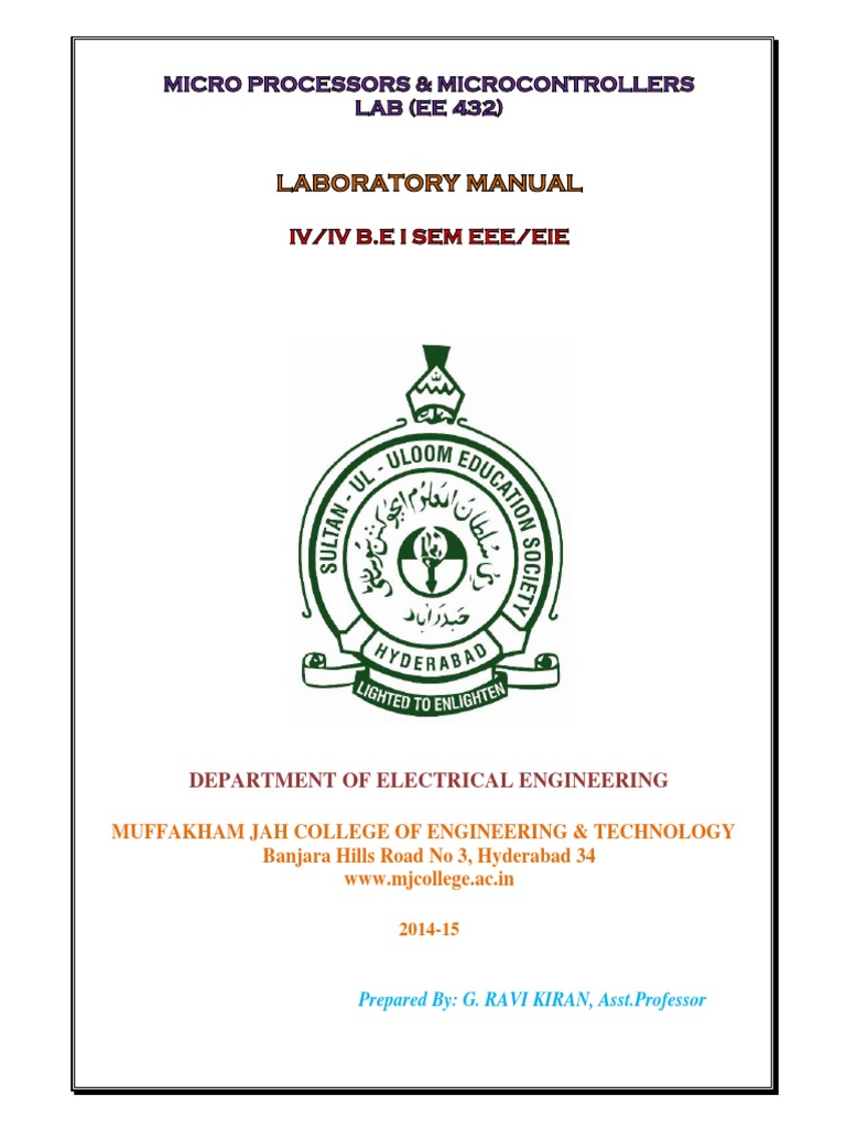 IV Eee I Sem MPMC Lab Manual (Ee432) | PDF | Assembly Language | Source ...