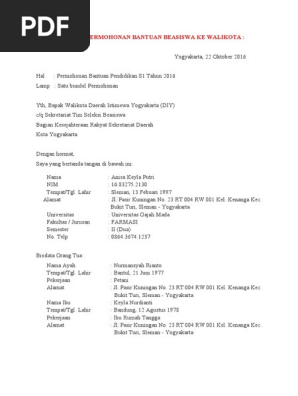 Contoh Surat Permohonan Beasiswa
