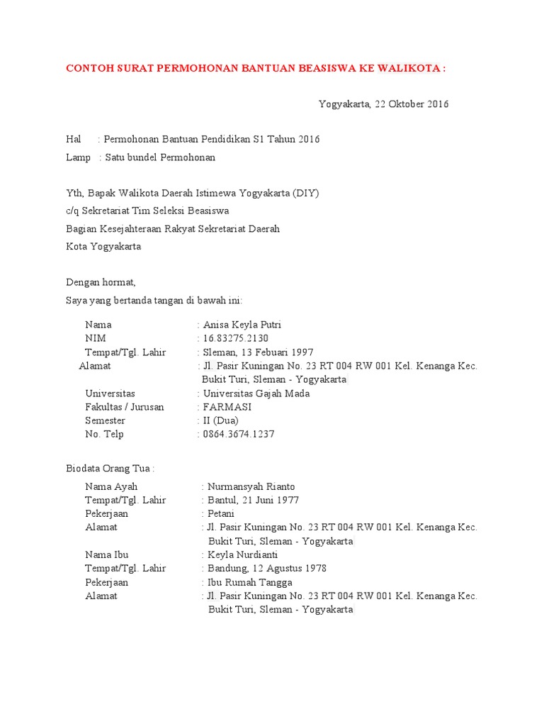 Contoh Surat Permohonan Kepada Jais