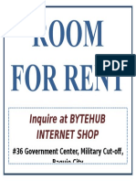 Room For Rent: Inquire at BYTEHUB Internet Shop