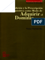 La tradicion y la prescripcion adquisitiva como modo de adquirir el dominio. Victor Vial del Rio.pdf