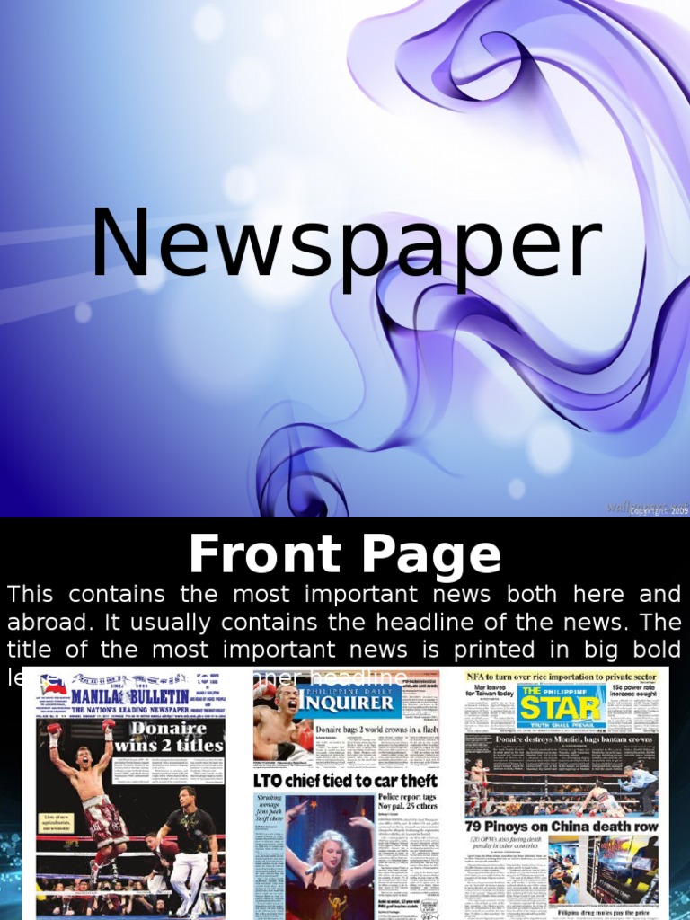 Parts of Newspaper PDF Newspapers News