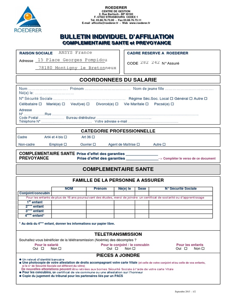Fiche Familiale D état Civil Formulaire Ec3