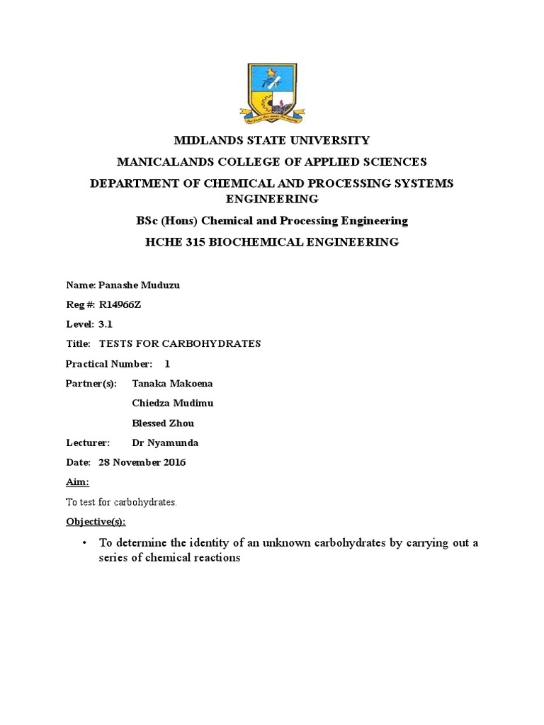 Tests For Carbohydrates PDF Carbohydrates Organic Chemistry