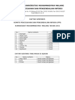 Daftar Iventaris Komite Pencegahan Dan Pengendalian Infeksi