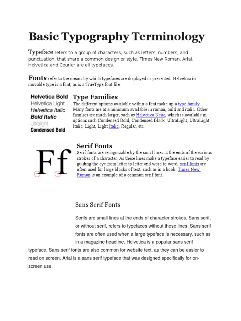 Typography and Font Terminology Guide | PDF | Typefaces | Serif