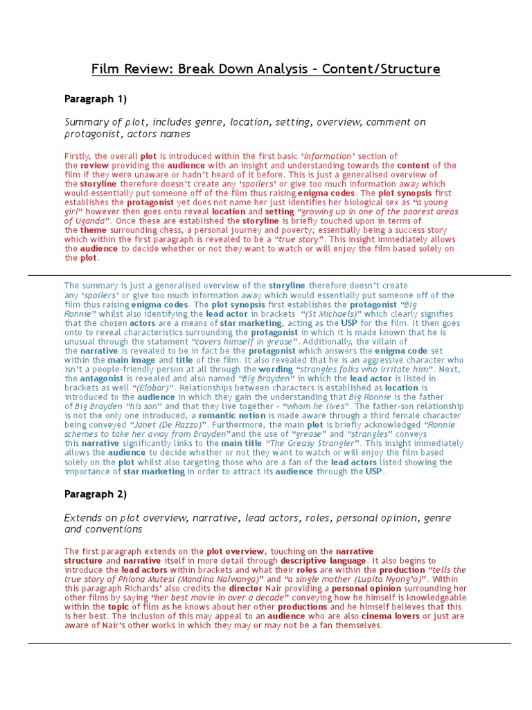 Film Review - Break Down Analysis | PDF | Plot (Narrative) | Filmmaking