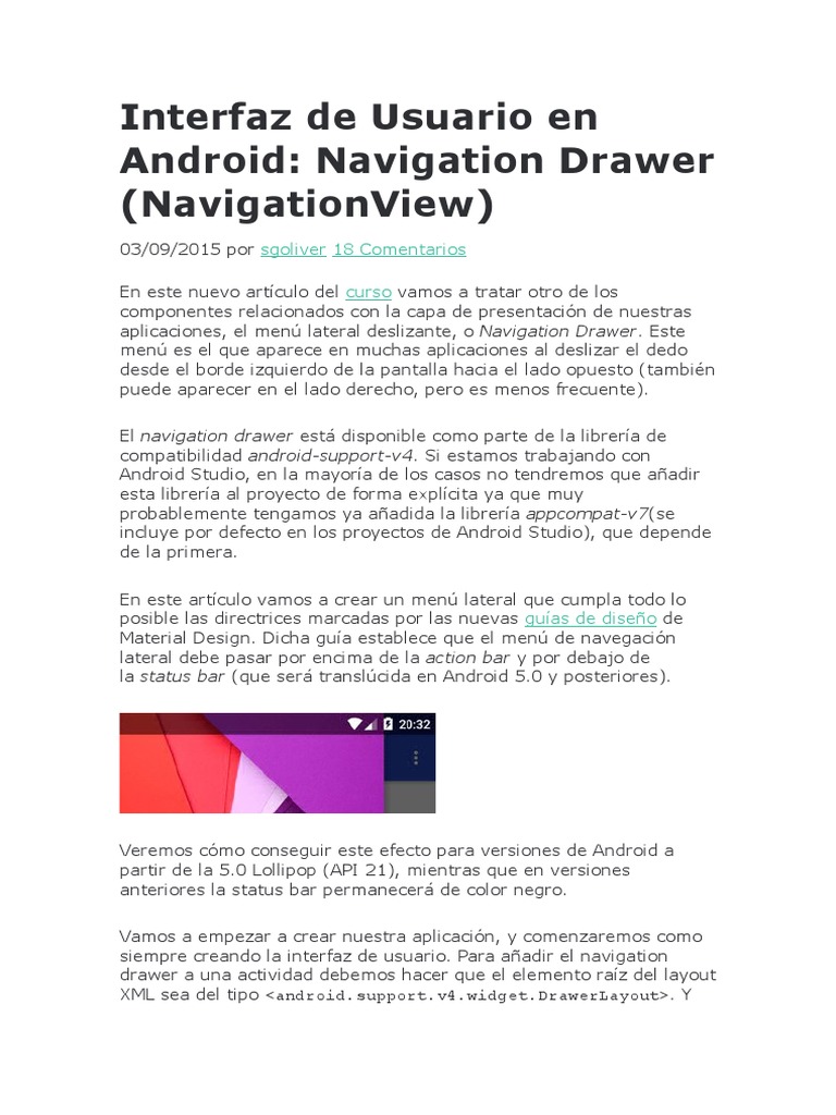 Interfaz de Usuario en Android Navigation PDF Android (sistema