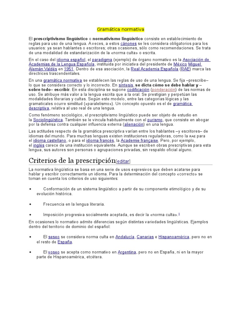 Prescriptivismo y gramática normativa | PDF