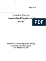 Evaluation Report On Decentralised Experience of Kerala