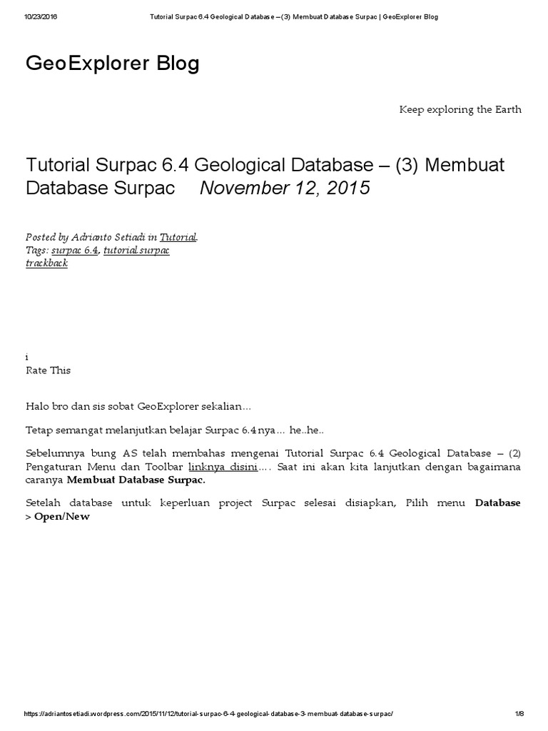 Membuat Database di Surpac 6.4 | PDF | Sains & Matematika | Komputer