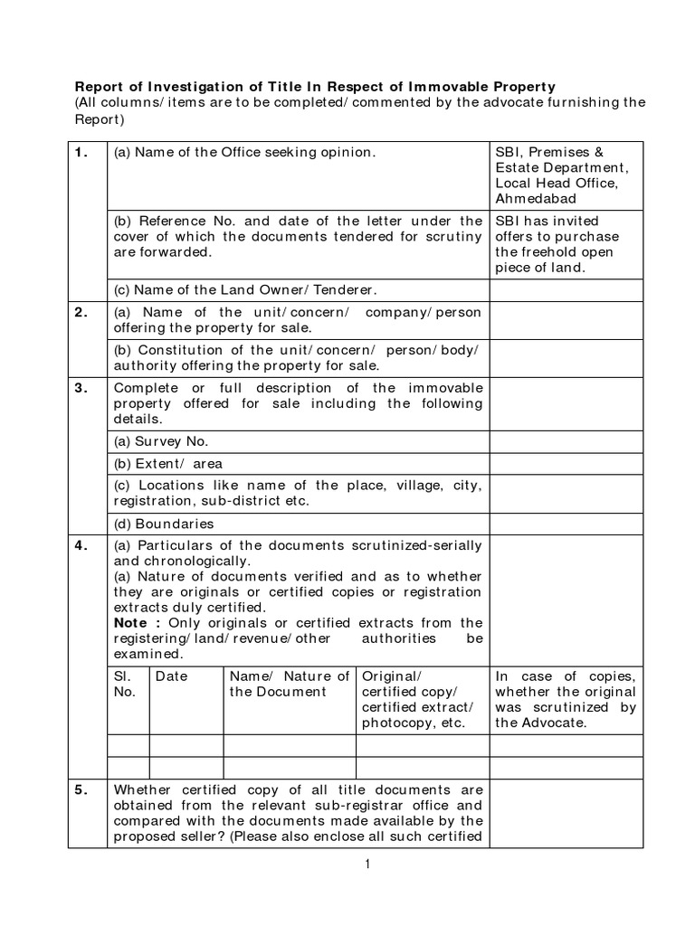 Investigation Report For SBI TIR | PDF | Will And Testament | Deed