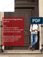 Programme Regulations 2016-17: LLB Certificate of Higher Education in Common Law and Individual Modules