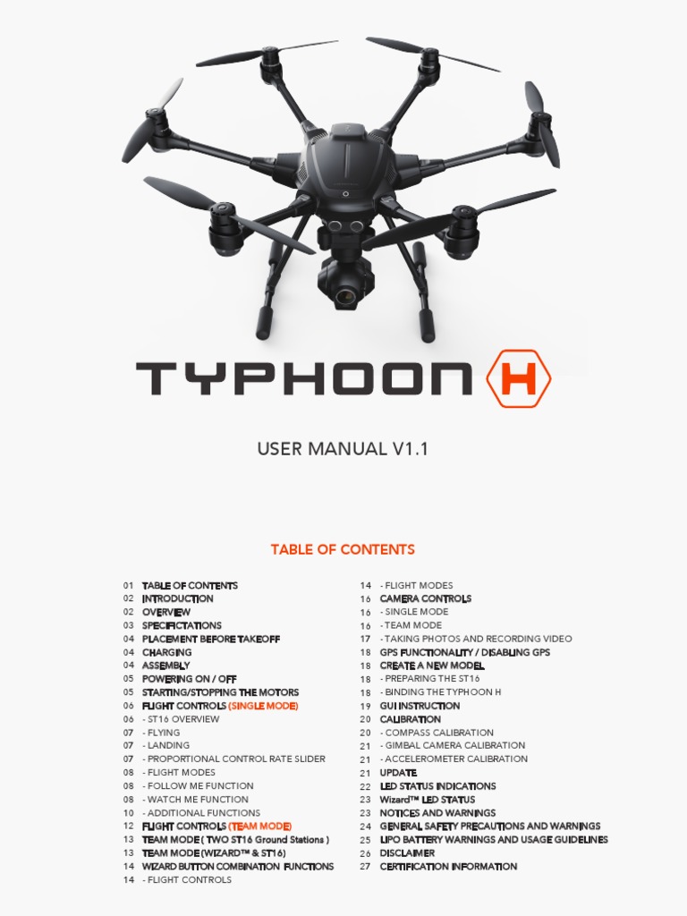 Typhoon H User Manual v1.1 | Battery Charger | Flight Control Surfaces