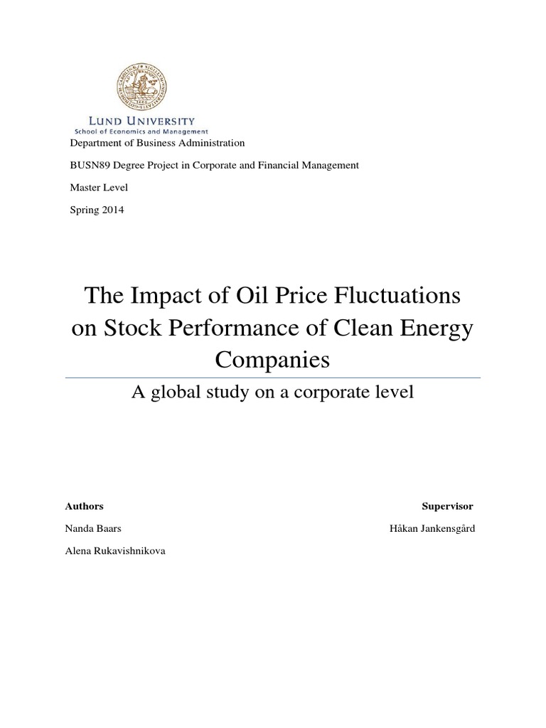 Oil Prices and Clean Energy Stocks Analysis | PDF | Energy Development ...