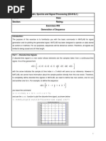 Signals, Spectra and Signal Processing (EC413L1) Name: Date: Section: Rating: Exercises #02 Generation of Sequence