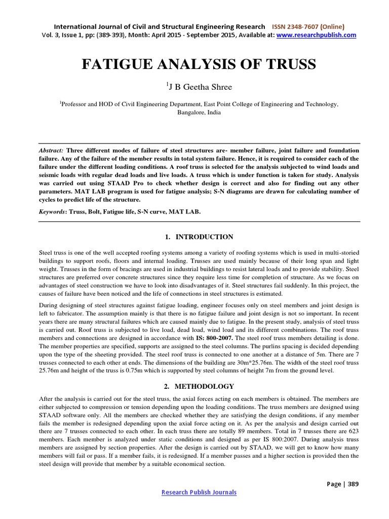 89 - Fatigue Analysis of Truss-2169 | PDF | Fatigue (Material) | Truss