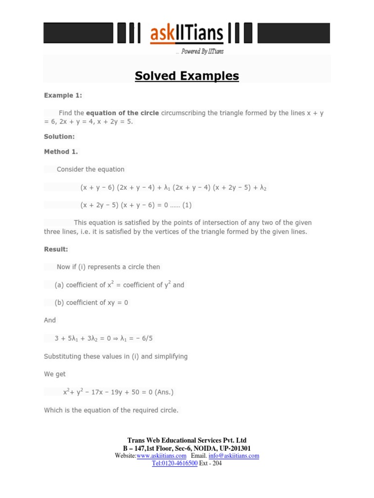 Circle Geometry Short Notes for JEE | PDF | Circle | Triangle