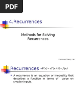 Recurrences and Methods for Solution