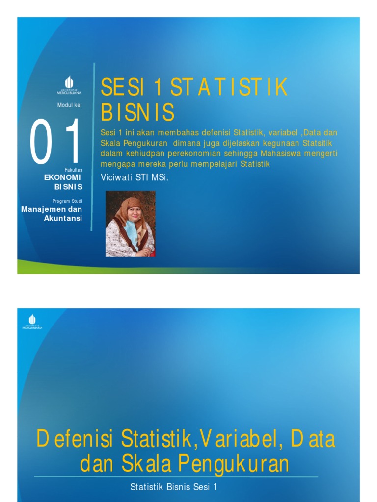 Sesi 1 Statistik Bisnis: Viciwati Stl Msi