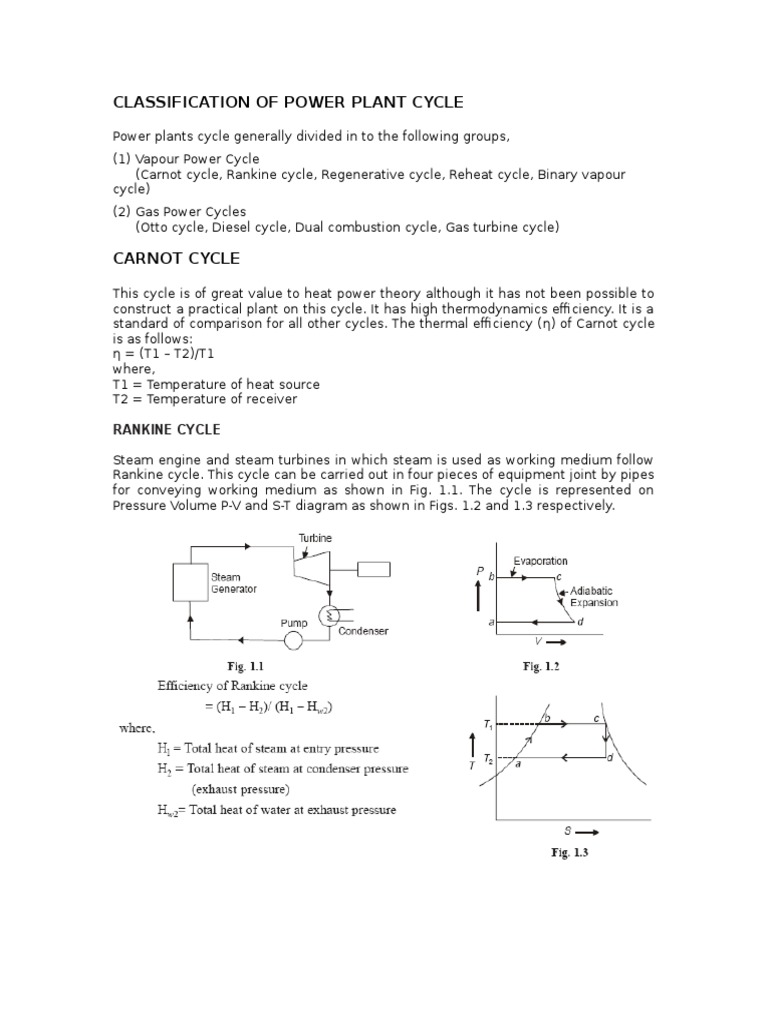 Classification and Comparison of Power Plant Thermodynamic Cycles with ...