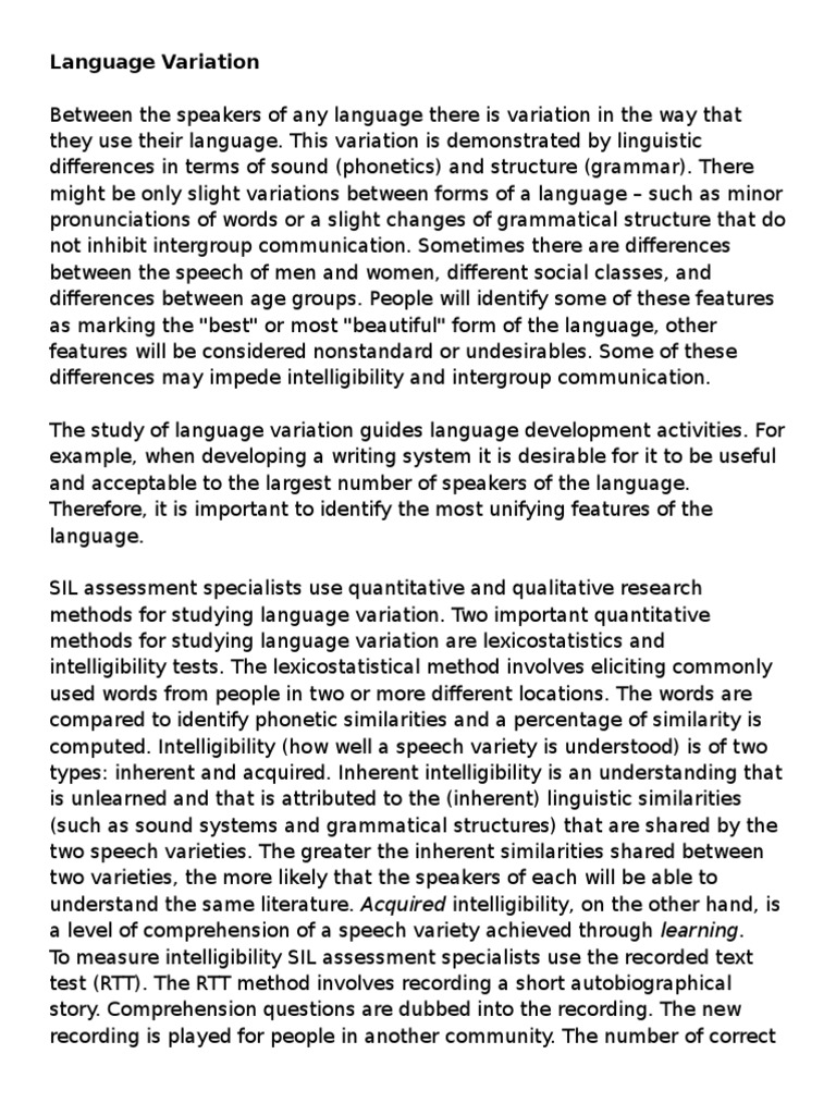 Language Variation | Download Free PDF | English Language | French Language