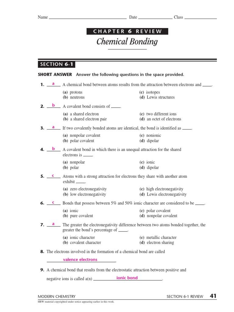 Chemical Bonding  PDF  Covalent Bond   Ionic Bonding In Chemical Bonding Worksheet Answers