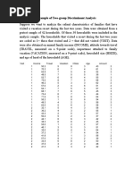 Example of Two Group Discriminant Analysis