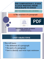 The Structure of A Paragraph