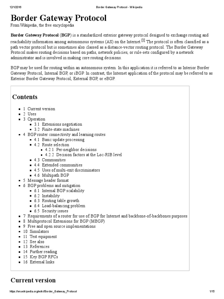 Border Gateway Protocol | PDF | Routing | Internet Standards