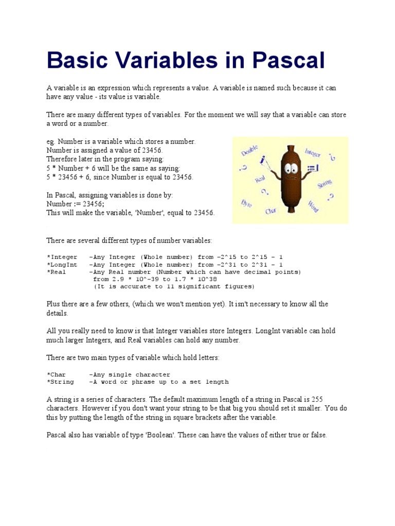 Basic Variables in Pascal | PDF | Control Flow | Array Data Type