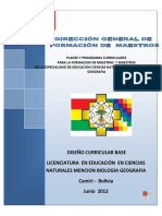 Plan de estudios de Lic. en Ciencias Naturales mención Biología-Geografía