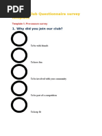 Club Questionnaire Survey