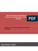 Rapport Du Service Des Coroners de La Colombie-Britannique Sur La Violence Conjugale 2010-2015 (En Anglais)