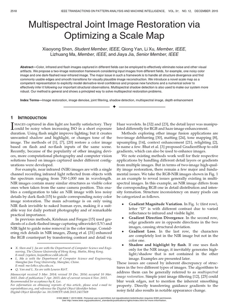 Multispectral Joint Image Restoration Via Optimizing A Scale Map | PDF ...
