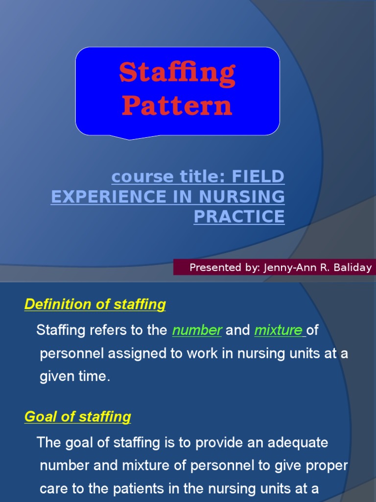 Staffing Pattern Nursing Patient Free 30day Trial Scribd