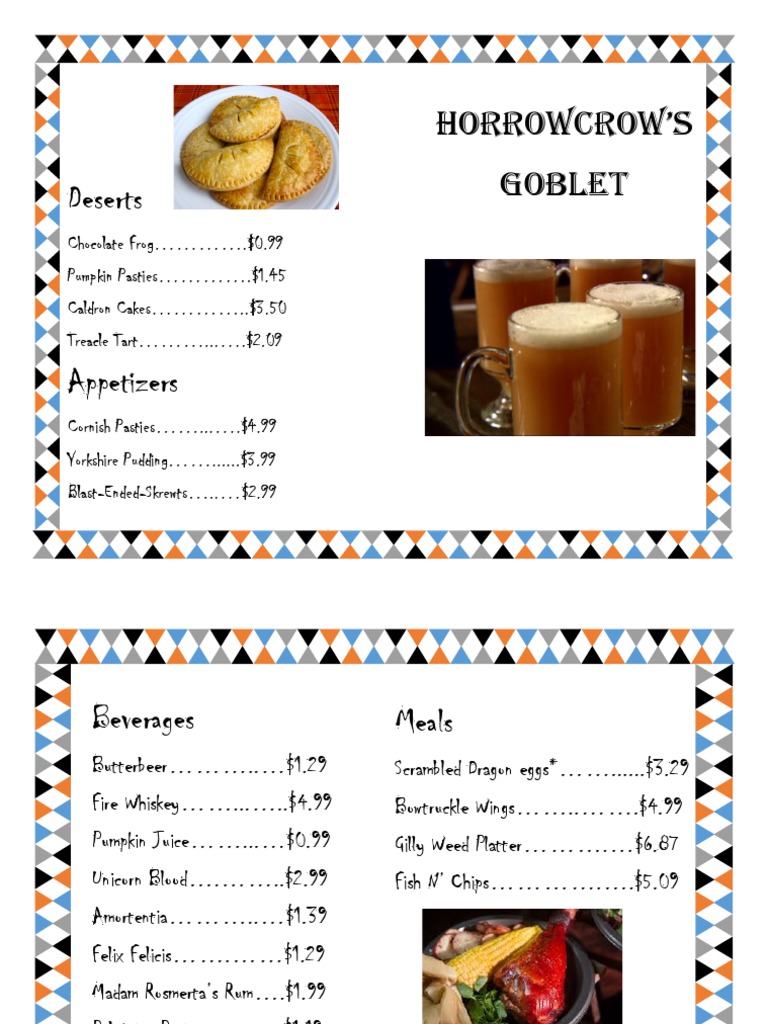 Horrowcrow's Magical Menu Prices | PDF | Cooking, Food & Wine | Home ...